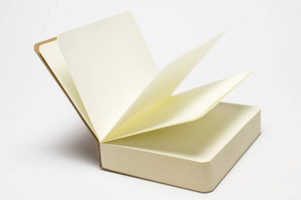 istock Blank opened notebook with cardboard hardcover isolated on white as template for presentation, showcase design logo, embossing etc. 1207213101