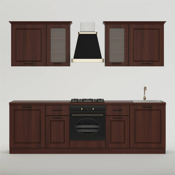 istock Kitchen. Furniture and kitchen equipment on a white background. Clipping path included. 3D rendering. 1207214287