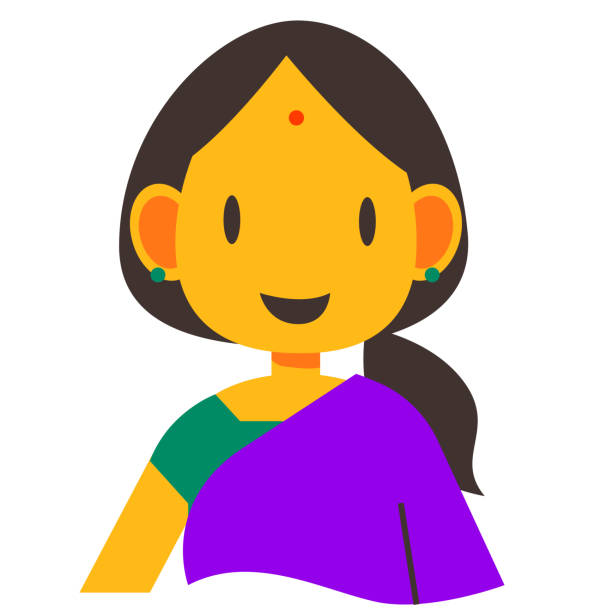 인도 여성 표정 시리즈 - indian ethnicity women smiling white background stock illustrations