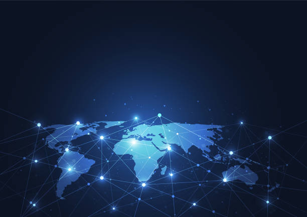 istock Global network connection. World map point and line composition concept of global business. Vector Illustration 1207220212