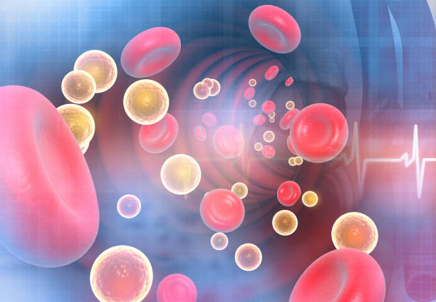 istock Medical background with blood cells and cholesterol 1207223071