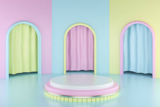 istock 3d render, abstract geometric background, cylinder podium, minimalistic primitive shapes, modern mock up, blank template, empty showcase, shop display 1207223745