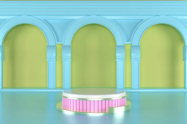istock 3d render, abstract geometric background, cylinder podium, minimalistic primitive shapes, modern mock up, blank template, empty showcase, shop display 1207224401