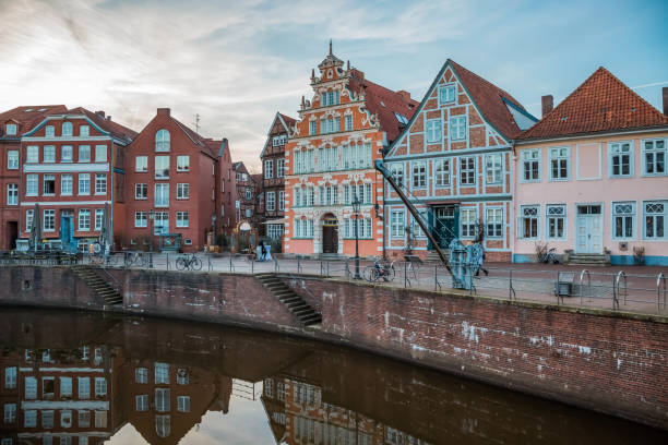 Historic houses at the harbor in Stade