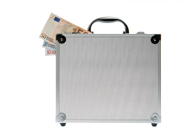 istock Euro cash in silver suitcase isolated 120722690