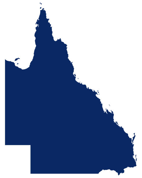昆士蘭藍色地圖 - 昆士蘭州 插圖 幅插畫檔、美工圖案、卡通及圖標
