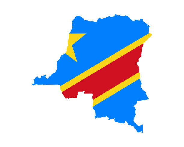 flaga na mapie konga - zaire emery stock illustrations