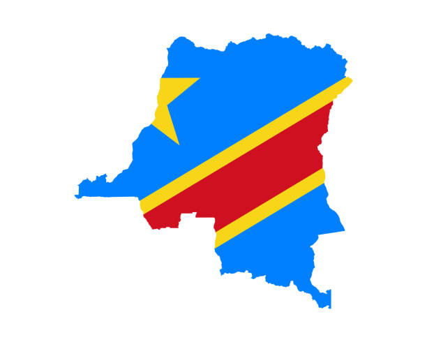 флаг на карте конго - congolese flag stock illustrations