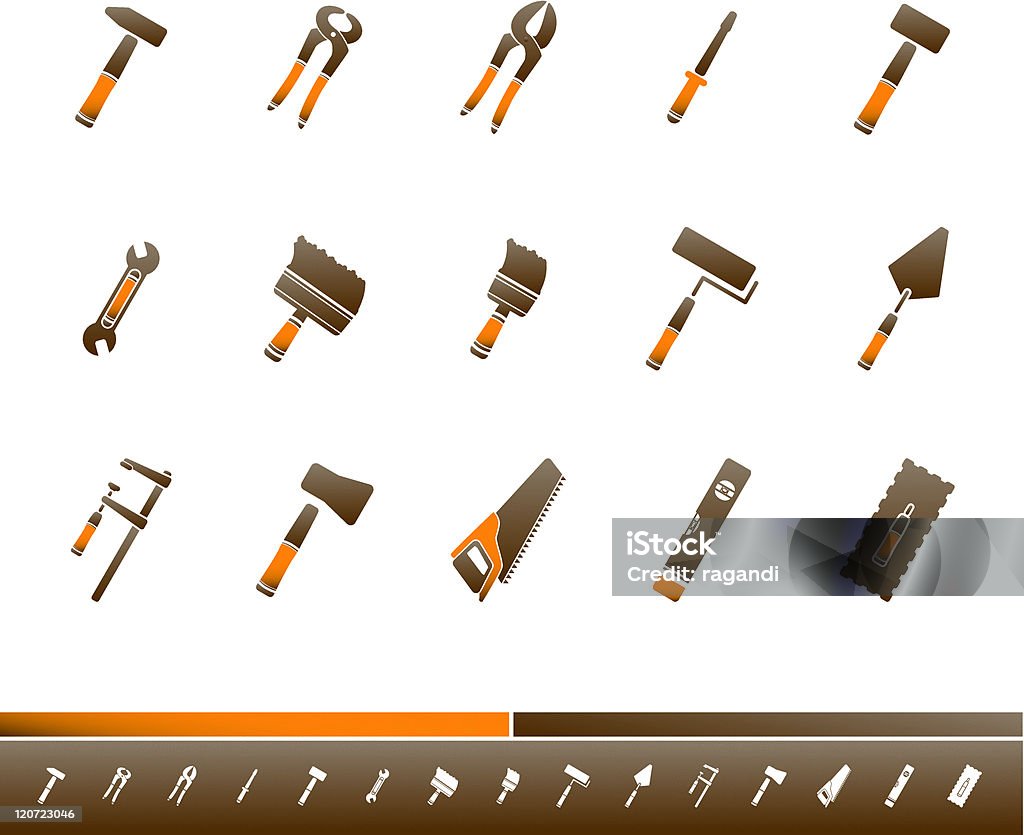 Tool Kit Icons/arancione e marrone - arte vettoriale royalty-free di Martello