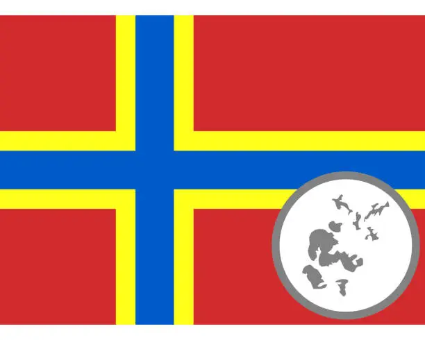 Vector illustration of Flag and map of Orkney