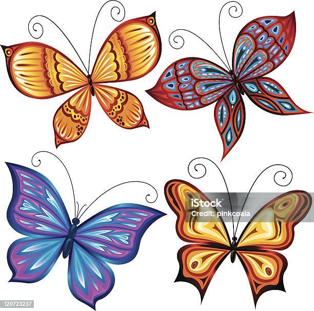 Бабочки — стоковая векторная графика и другие изображения на тему Бабочка - Бабочка, Белый фон, Векторная графика