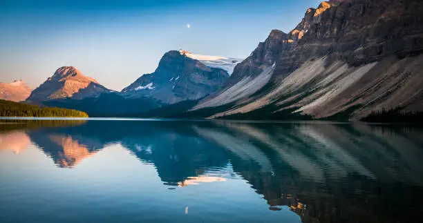 Photo of Bow Lake at sunset in Alberta, Canada