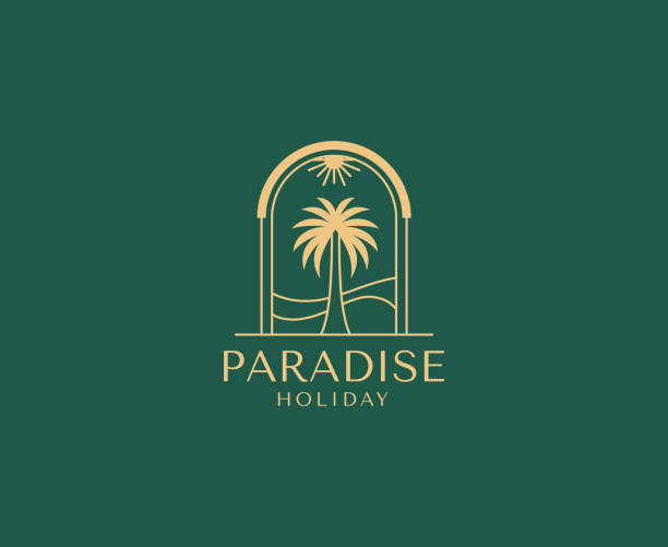 Vector logo design template with palm tree - abstract summer and vacation badge and emblem for holiday rentals, travel services, tropical spa and beauty studios Vector logo design template with palm tree - abstract summer and vacation badge and emblem for holiday rentals, travel services, tropical spa and beauty studios caribbean stock illustrations