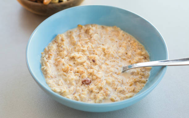 istock oat meal bowl with nuts breakfast 1207233195