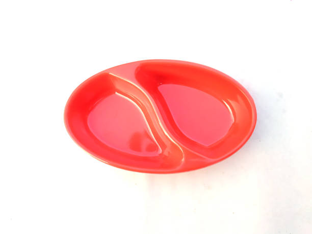 colorful plastic bowl used for food isolated on white background