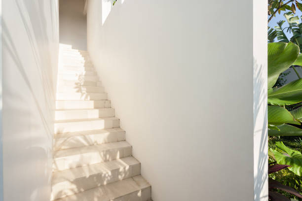 Spiral staircase in old mansion.