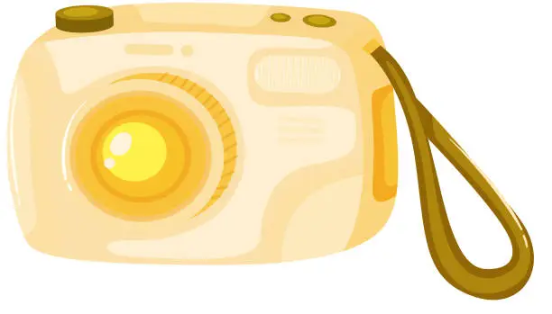 Vector illustration of Isolated digital camera in yellow color