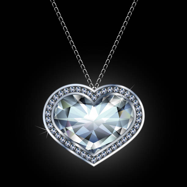 ダイヤモンドハート型ペンダント - heart pendant点のイラスト素材／クリップアート素材／マンガ素材／アイコン素材