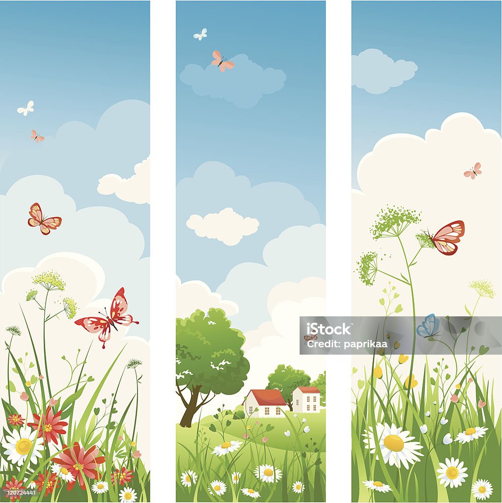 Letni dzień banery - Grafika wektorowa royalty-free (Motyl)