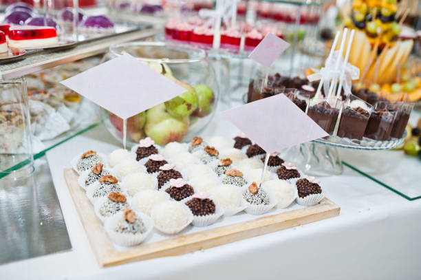 istock Dessert table of delicious sweets on wedding reception. 1207248437