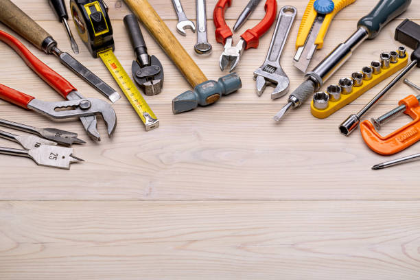 istock Tools for carpentry homework. The concept of home renovation. 1207248893