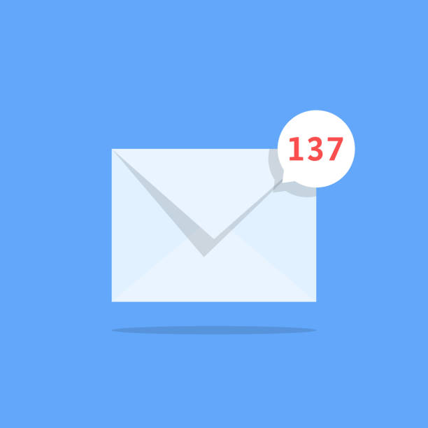 illustrazioni stock, clip art, cartoni animati e icone di tendenza di cassetta postale in overflow come la posta elettronica di notifica bianca - posta elettronica in arrivo