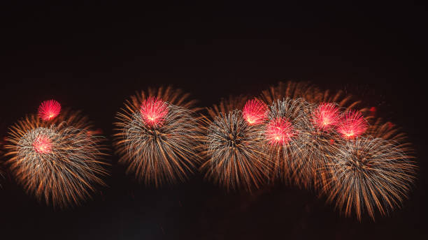 istock Bright fireworks on black background stock photos 1207252747