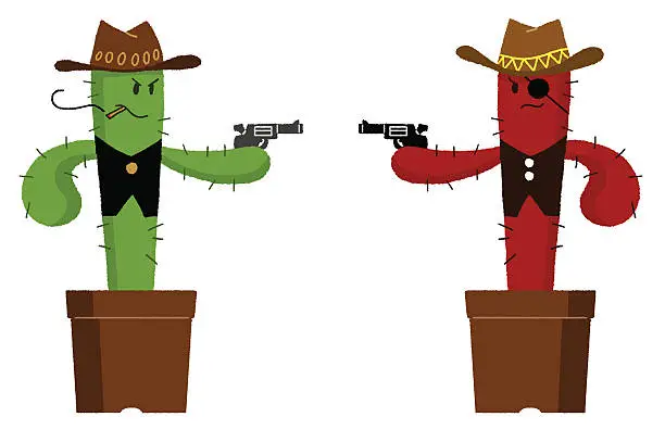 Vector illustration of Duel of cactus