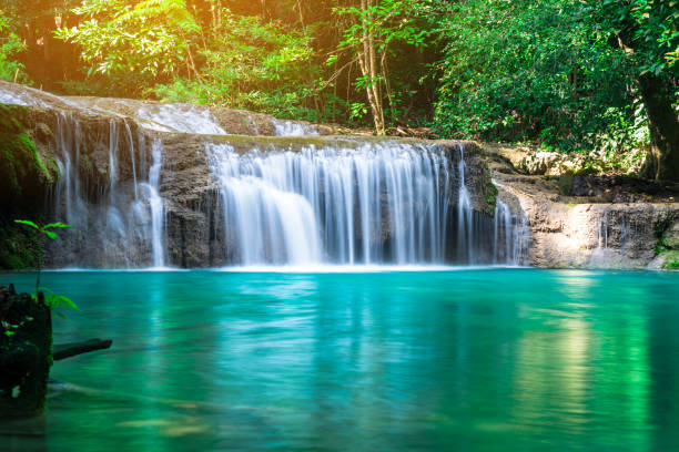 istock Waterfall in Tropical forest at Erawan waterfall National Park, Thailand 1207256303