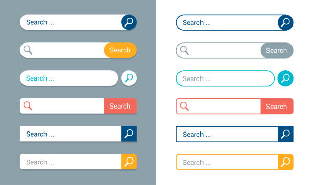 검색 막대 템플릿 - interface icons push button web page internet stock illustrations