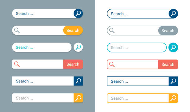 ilustrações, clipart, desenhos animados e ícones de modelos de barras de pesquisa - search button