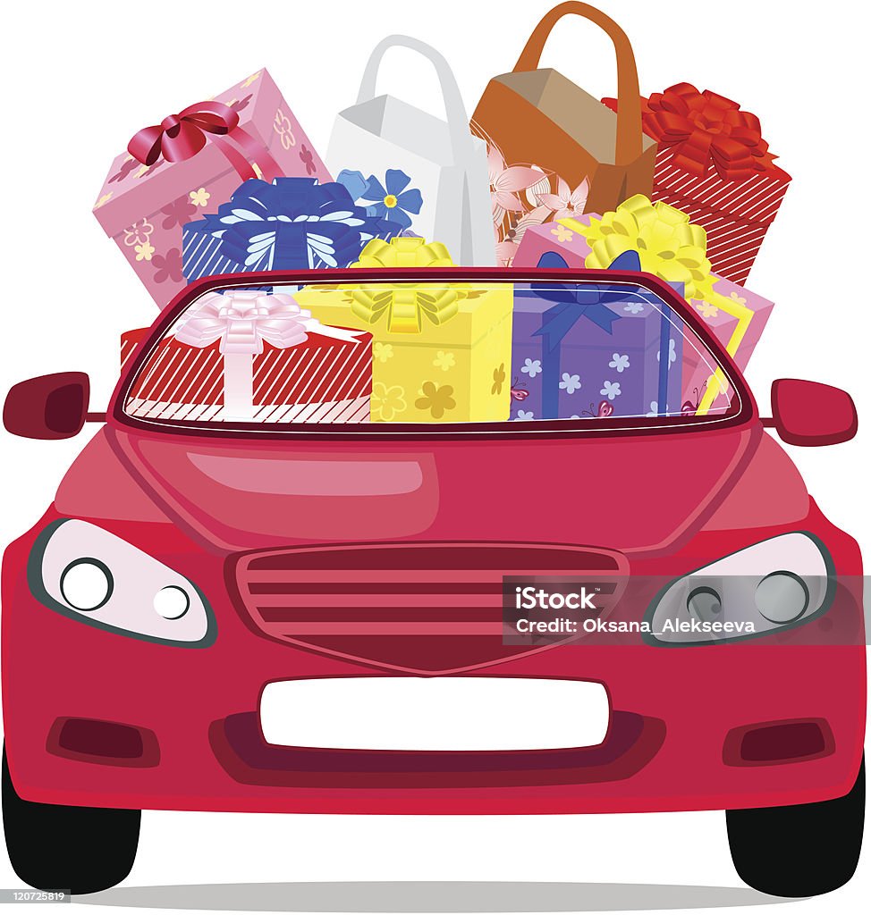Праздник автомобиль с подарки - Векторная графика Автомобиль роялти-фри