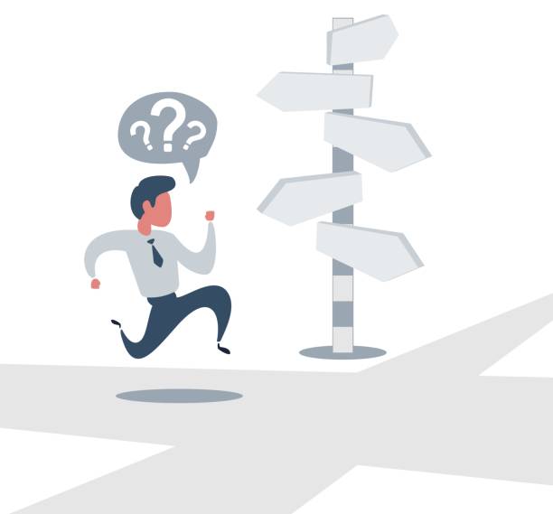 istock Right direction. A businessman looks at arrows pointing to many directions 1207261364