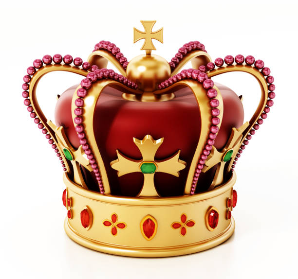 istock Generic golden crown ornamented with gems isolated on white 1207261821