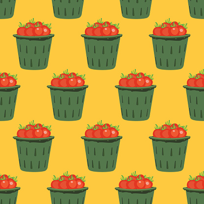 Tomatoes Farm Seamless Pattern Stock Illustration - Download Image Now ...