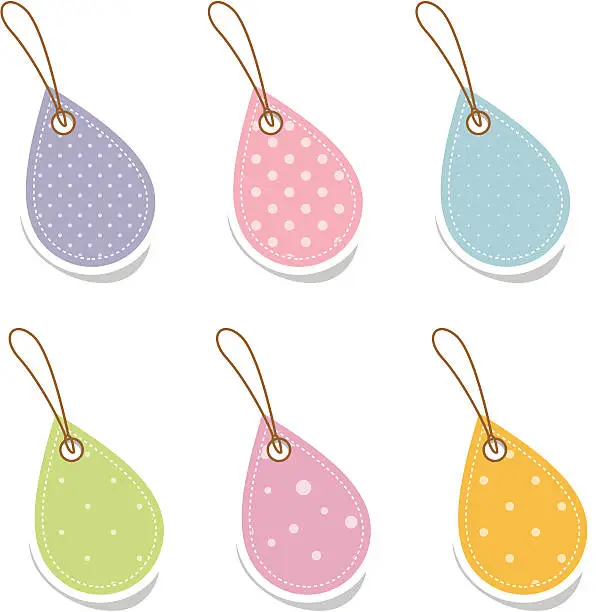 Vector illustration of Set of cute hanging tags in drop shape