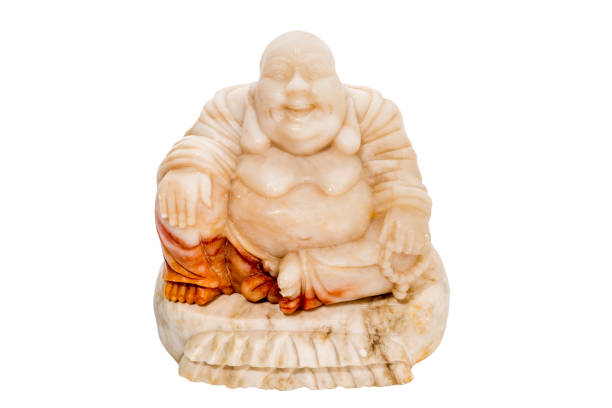 Ancient figure of Maitreya Buddha isolated on white background