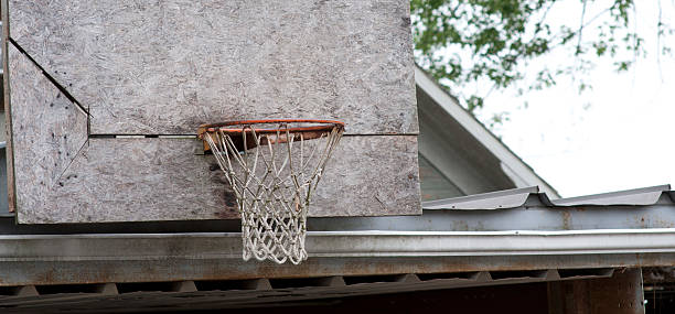 Outdoor Makeshift Basketball Hoop stock photo