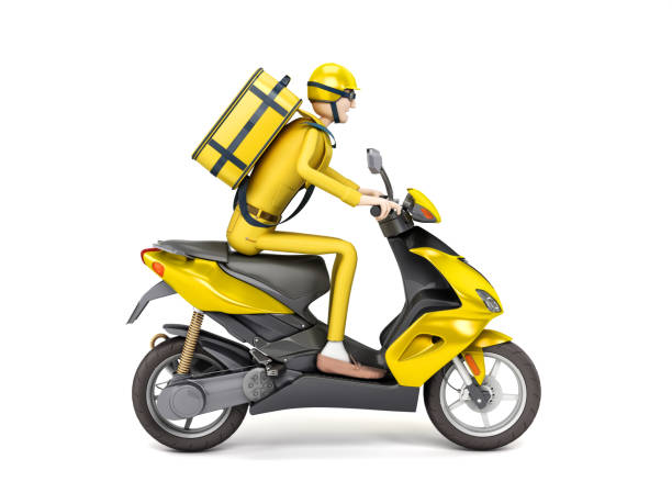 istock fast delivery concept the courier on a motorcycle with thermal backpack 3d render on white 1207274811