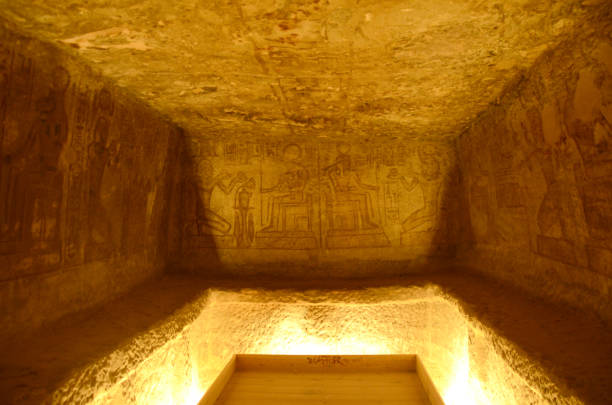 istock Well preserved hieroglyphs inside the Abu simbel temple. 1207276083