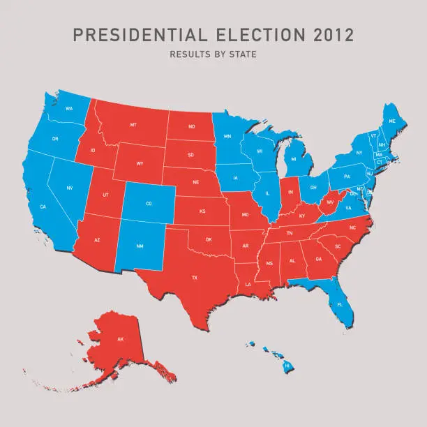 Vector illustration of Presidential Election Map 2012 USA