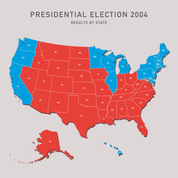 Presidential Election Map 2004 USA Presidential Election Map 2004 USA.
All source data is in the public domain.
Made with Natural Earth. 
http://www.naturalearthdata.com/about/terms-of-use/ 2004 2004 stock illustrations