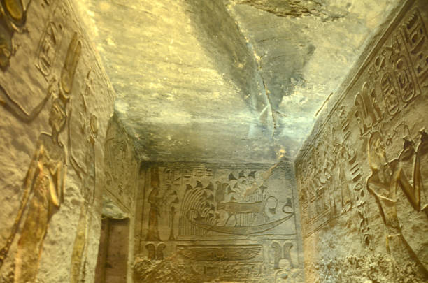 istock Well preserved hieroglyphs inside the Abu simbel temple. 1207276599
