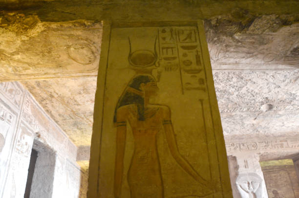 istock Well preserved hieroglyphs inside the Abu simbel temple. 1207276654