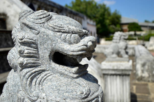 Carved Stone Lion, Chinese Style stock photo