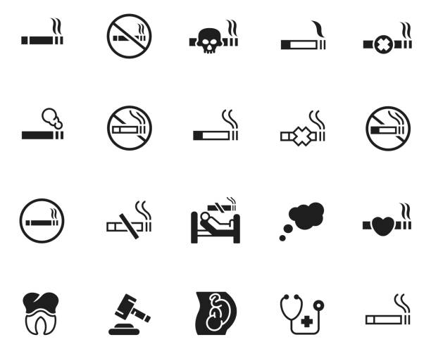 illustrations, cliparts, dessins animés et icônes de illustration de vecteur d’icône de cigarette de tabagisme - smoke