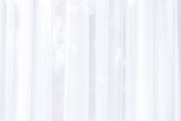 istock Sunlight through the white curtain, window. Morning light background. 1207280244