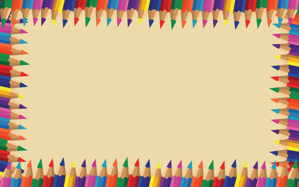 frame of colour pencils frame of colour pencils learning borders stock illustrations