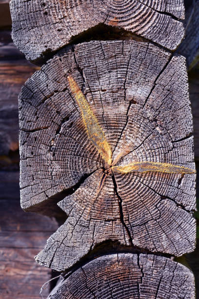 istock Ancient wooden log barn corner 1207285624