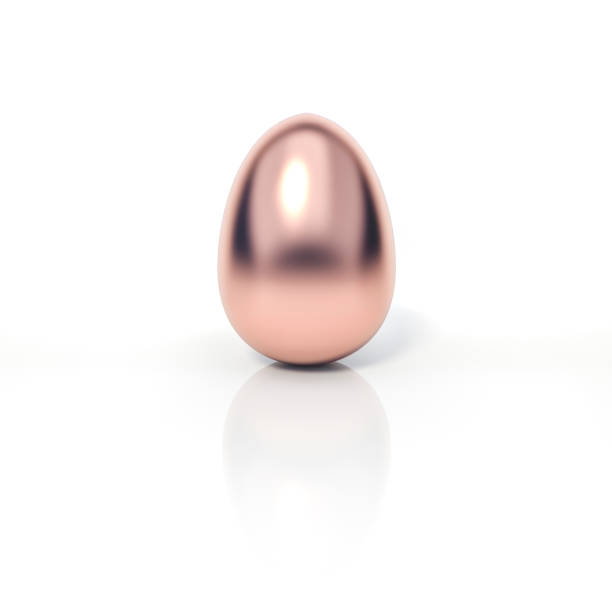 istock Outstanding Metallic rose gold egg on white background 3d rendering. 3D illustration luxury of easter eggs holiday card template minimal concept. 1207286535